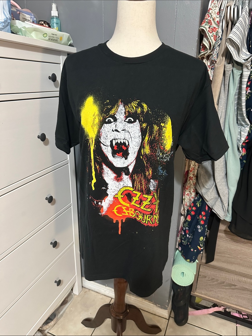 Hot Topic Black Ozzy Osbourne Graphic Tee with Yellow & Red Accents